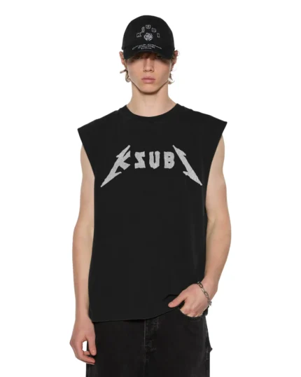 Jet Black Ksubi Line Up Ekcess Cut Off T-Shirt